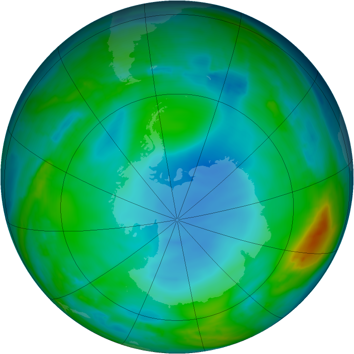 Antarctic ozone map for 21 June 2014